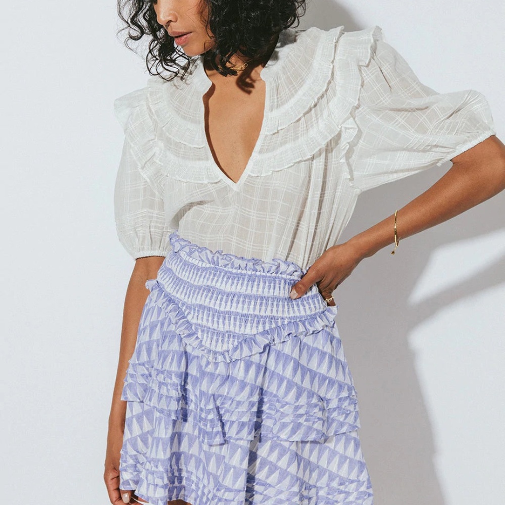 Cleobella Kenna Mini Skirt in Triangle print Blue & White  (XS)